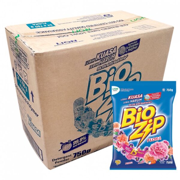 BIO ZIP SERBUK PENCUCI FLORA 24*750G