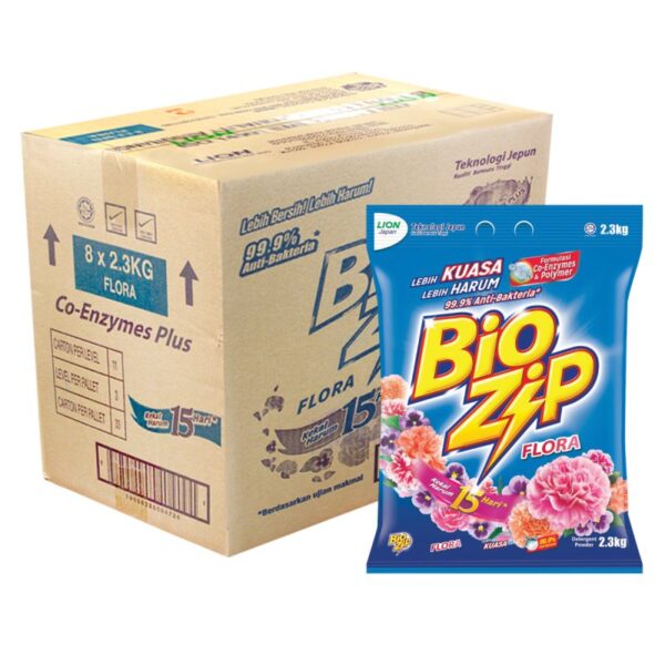 BIO ZIP SERBUK PENCUCI FLORA 8*2.3KG