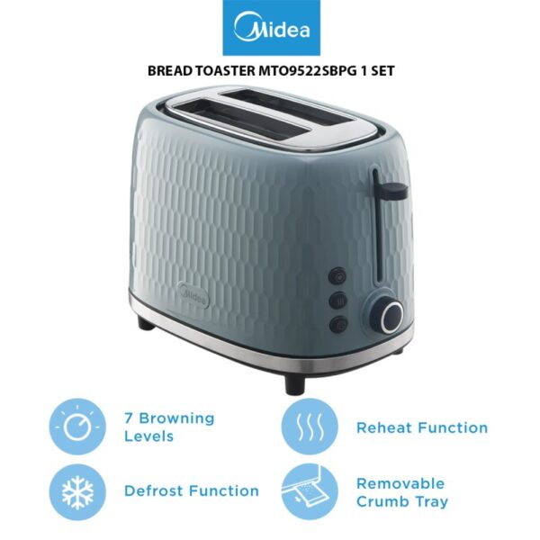 MIDEA BREAD TOASTER MTO9522SBPG 1 SET