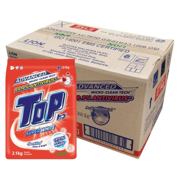 TOP SUPER PUTIH SERBUK PENCUCI 8*2.1KG