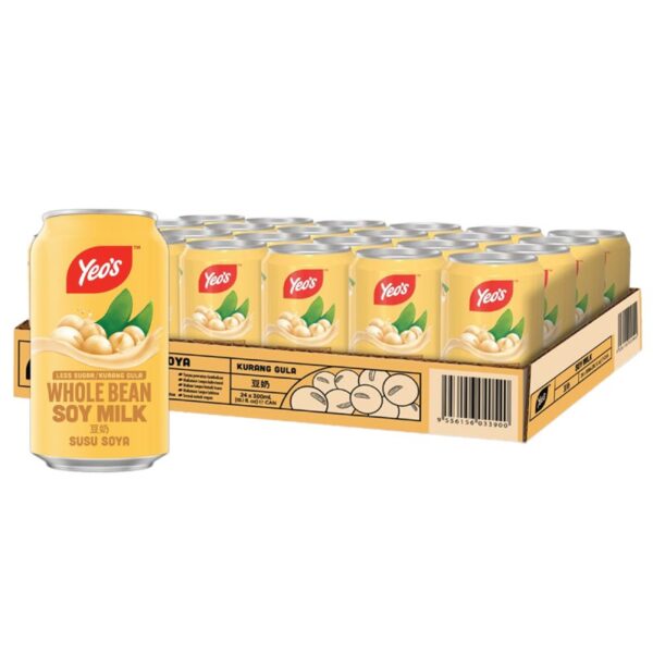 YEOS SUSU SOYA KURANG GULA TIN 24*300ML